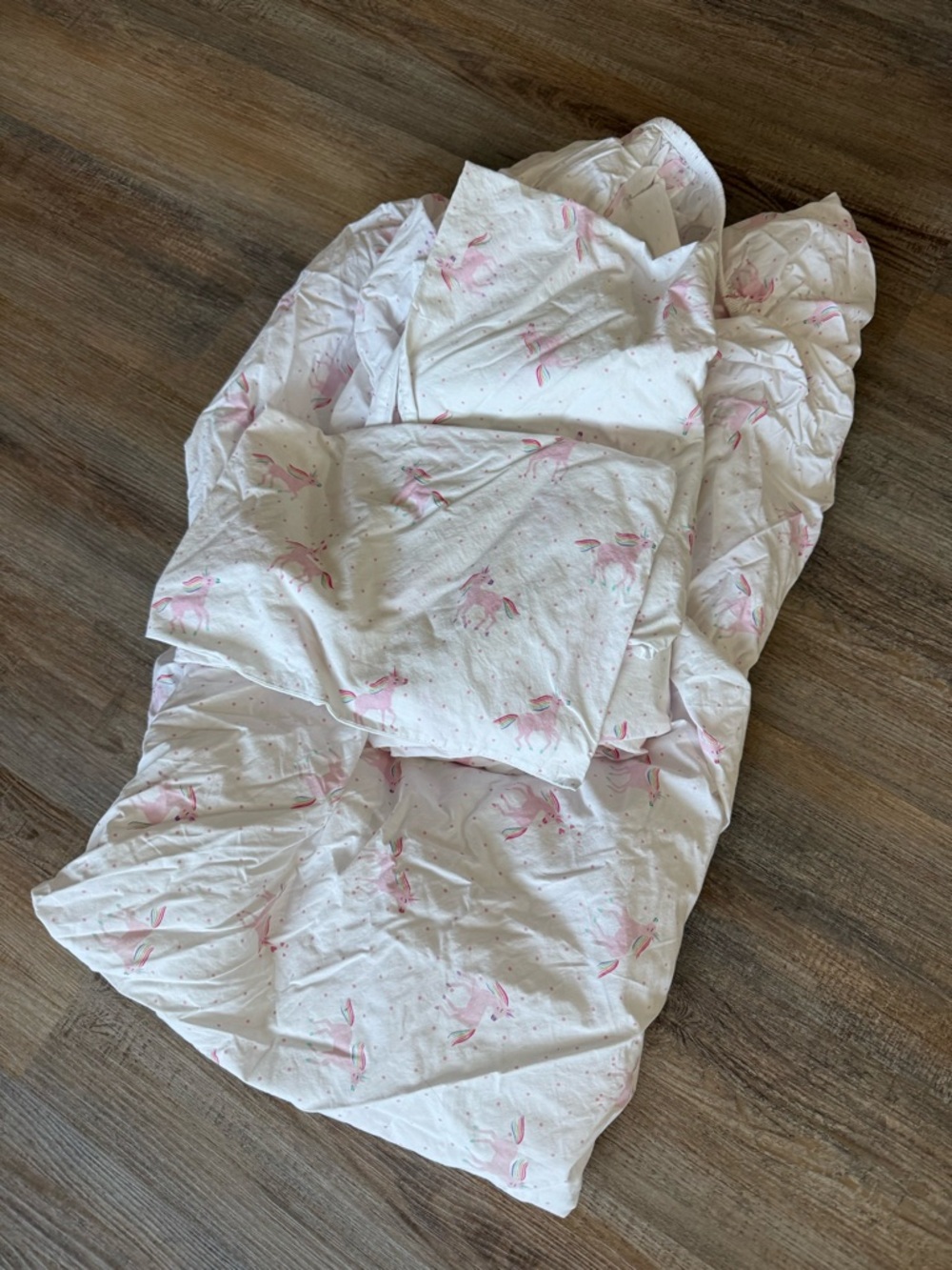 Pottery Barn Kids White and Pink Unicorn Duvet Cover